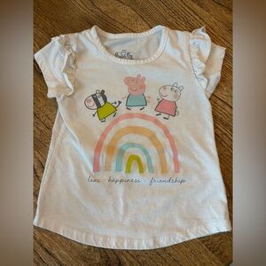Peppa Pig 5T little girls tshirt ruffle sleeves rainbow friendship shirt